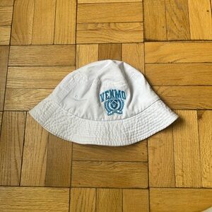 White Bucket Hat with Blue Venmo Logo